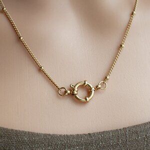 18K Gold Bead Station Stacking Layering Necklace